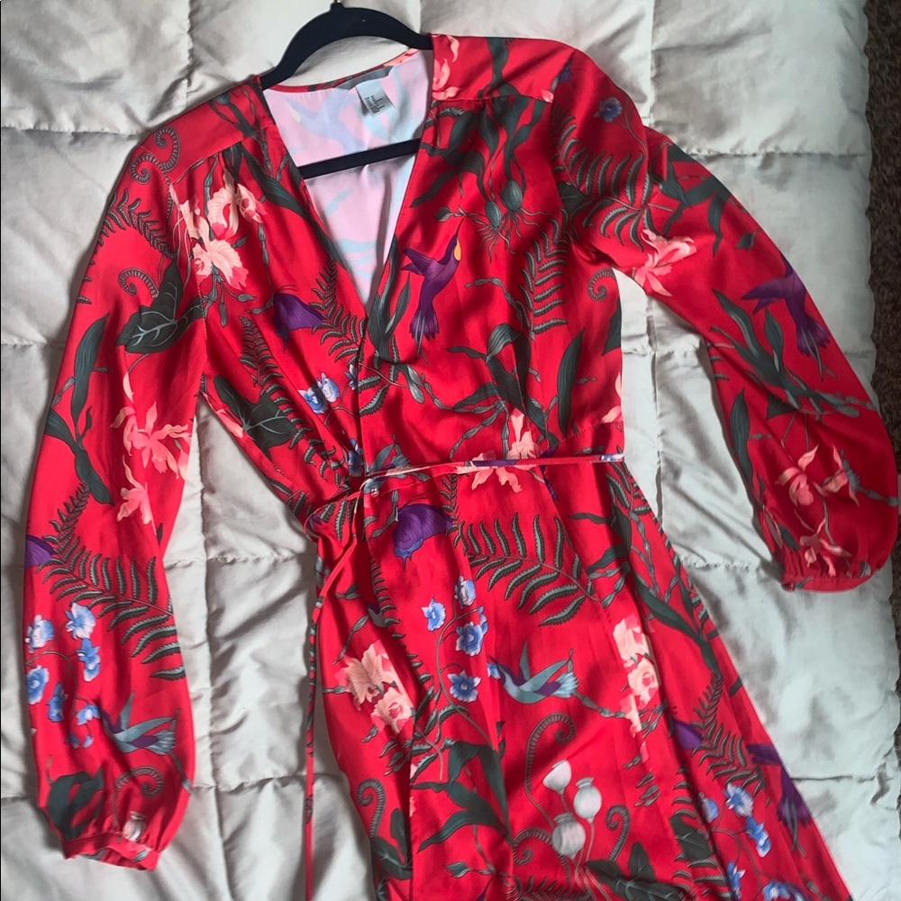 H&M Red tropical wrap dress for spring/ summer